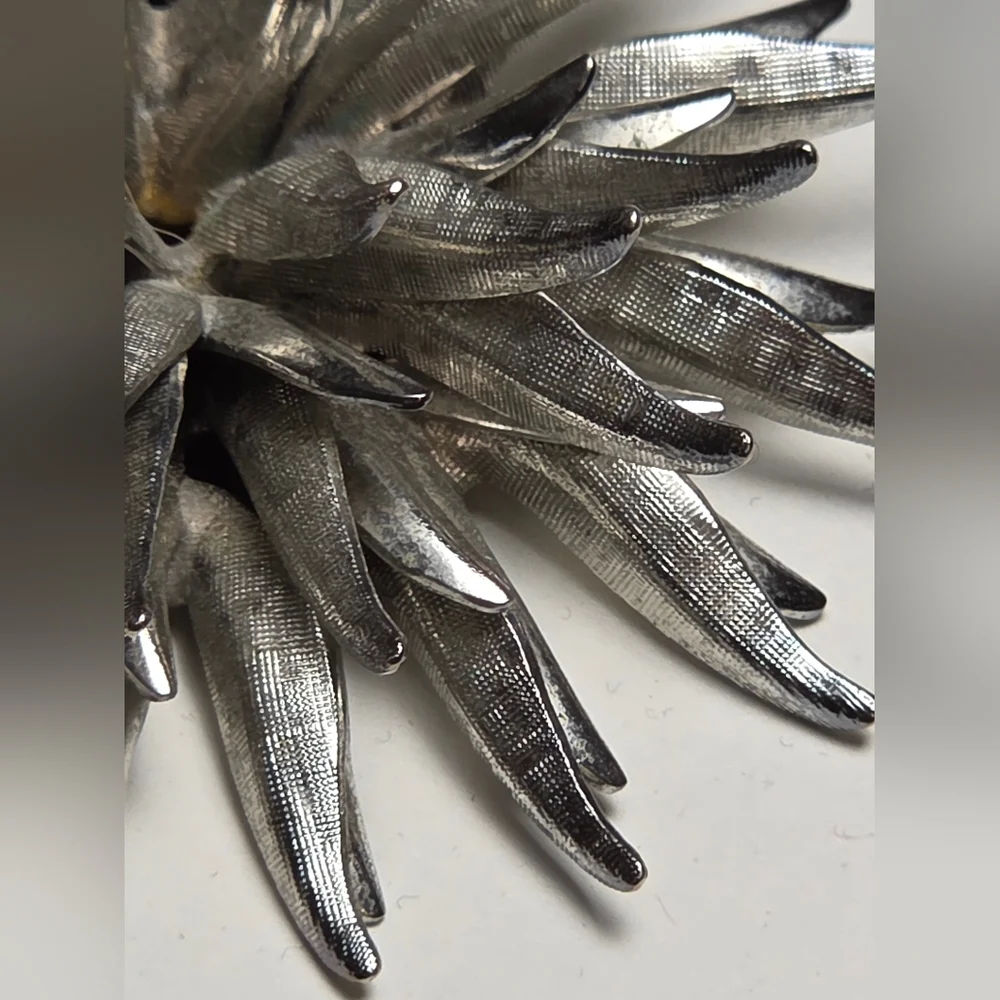 Vintage Silver Dahlia Brooch | Sustainable Boutonnière | Coro Era 1960s–70s
